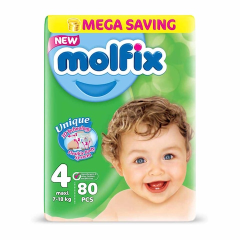 Molfix Baby Diapers Maxi Size 4 Mega Pack - 80 Diapers