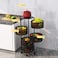 Multi-Layer Kitchen Storage Shelf, Round Steel Rotating with 4 Movable Wheels, Kitchen Storage for Fruit and Vegetable Floor-Standing(5F Black)
