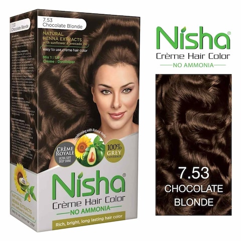 Nisha Cream Hair Colour 138ml 7.53 Chocolate Blonde