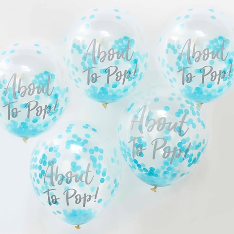 GingerRay - Oh Baby Confetti Balloons 12in Blue About To Pop 5pcs - Blue