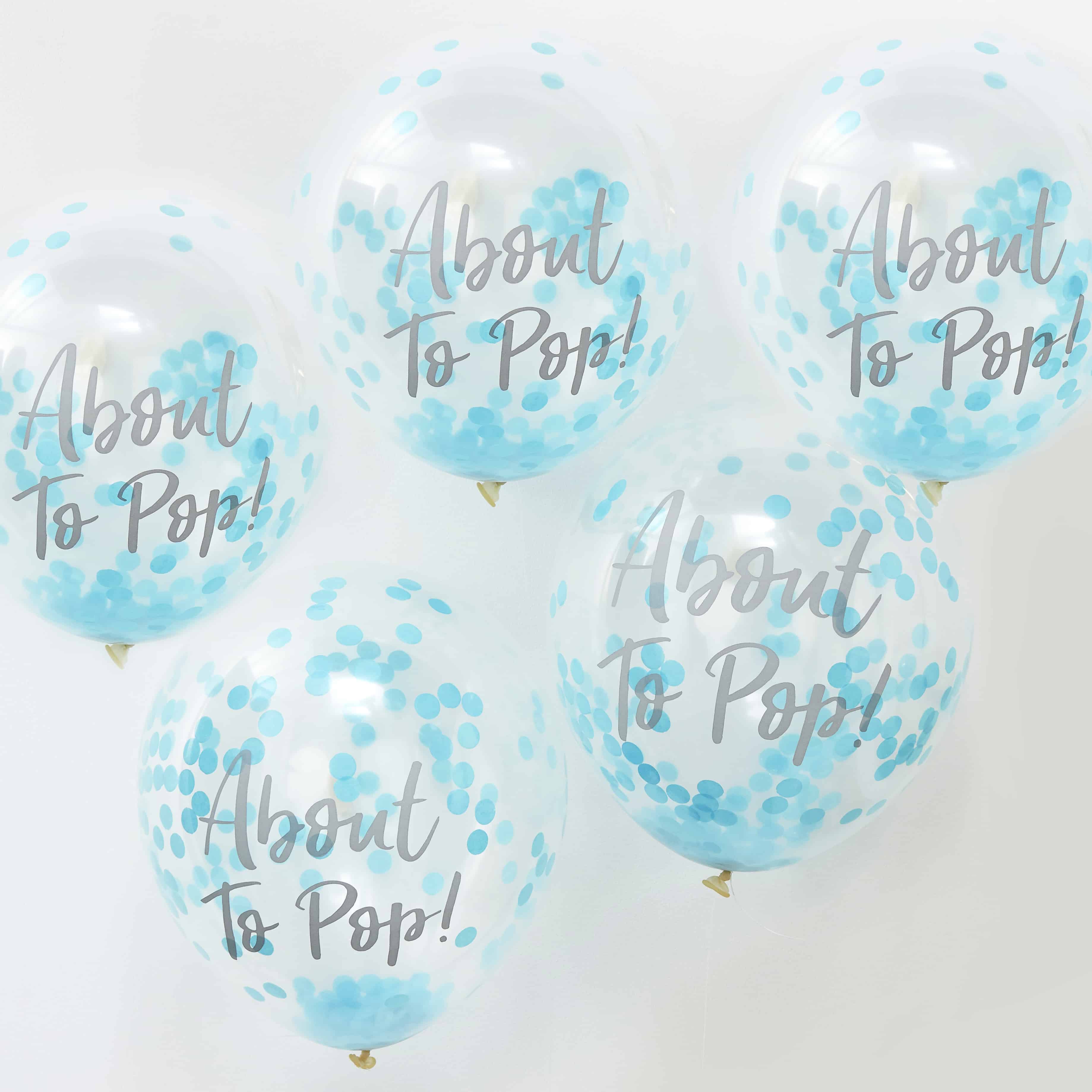 GingerRay - Oh Baby Confetti Balloons 12in Blue About To Pop 5pcs - Blue