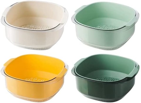 Double Layer Wash Basin Multi-purpose Colander Strainers for Fruits &amp; Vegetables (Assorted colors)