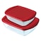 Pyrex Cook and Store Food Container Red 1.1L and 2.5L
