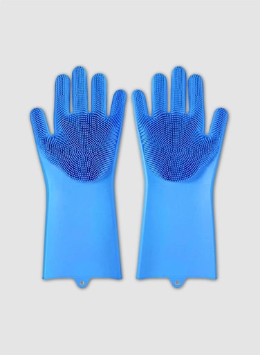 Generic Heat Resistant Silicone Gloves Blue 15x6inch