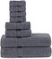 Comfy 8 Piece 100% Combed Cotton 550 GSM Highly Absorbent Towel Set - Grey