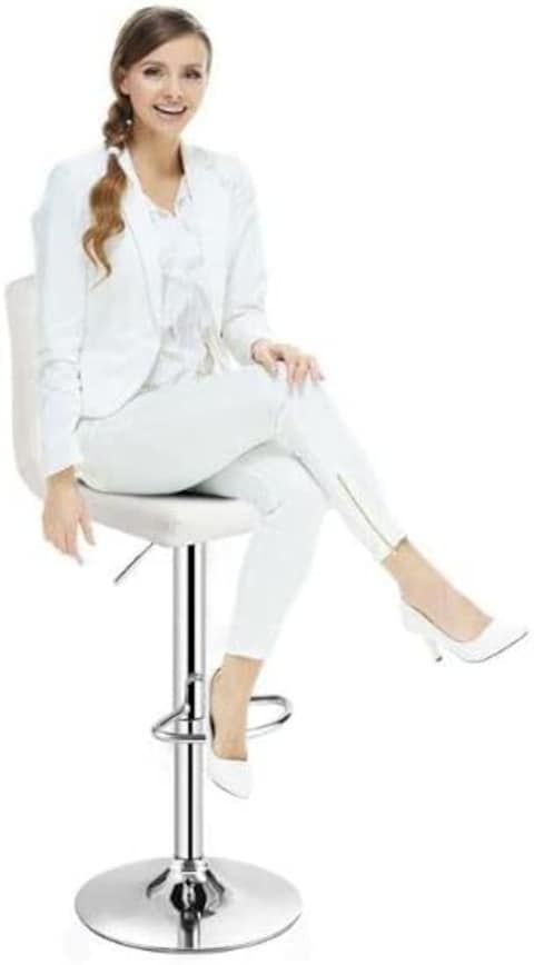 Galaxy Design Adjustable Bar Stools PU Leather Swivel Lift Kitchen Counter Pub Chair White Color - Size ( D x W x H ) 40 x 40 x 110 cm Model - GDF-J201.