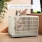 Dog cage with Open-top design, Lockable doors, and Universal wheels, Durable plastic dog crate kennel for medium and large dogs, suitable for indoor &amp; outdoor 82 cm (Khaki)