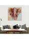Decdeal Hd Printed Frameless Elephant Head Canvas Painting Multicolour