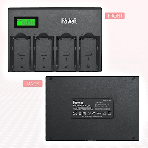 DMK Power 4-Channel Charger And NP-F970 (9800mAh) 8-pack Batteries made for LED Video Light and Monitor only (Not for Cameras)