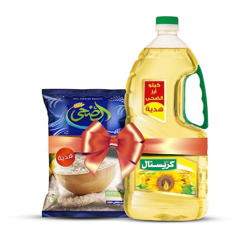 كريستال زيت دوار الشمس - 2.2 لتر + أرز الضحى - 1 كجم