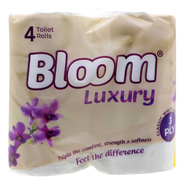 Bloom Luxury 3 Ply Tissue Paper White 4 Pack