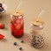 1CHASE&reg; Borosilicate Glass Mason Jar With Bamboo Lid, Glass Straw and Cleaning Brush, Can Shaped Glass Cups, For Iced Tea, Coffee, Latte, Juices, Beer, Cocktail, Set of 2, 550ML&hellip;
