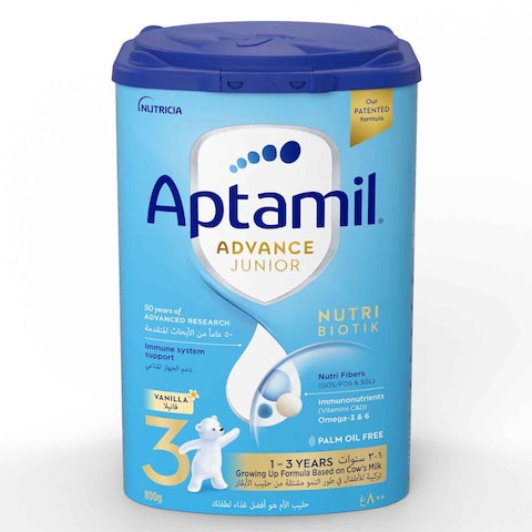 Nutricia Aptamil Advance Junior Nutri-Biotik Stage 3 Vanilla Based On Cow&#39;s Growing Up Formula Milk 1-3 Years 800g