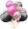 Party Time 15-Pieces 12" Pink &amp; Black Balloon with Rose Gold Confetti balloon Set For Wedding Engagement Bridal Shower Minnie Mouse Birthday Party Decoration - Party Supplies