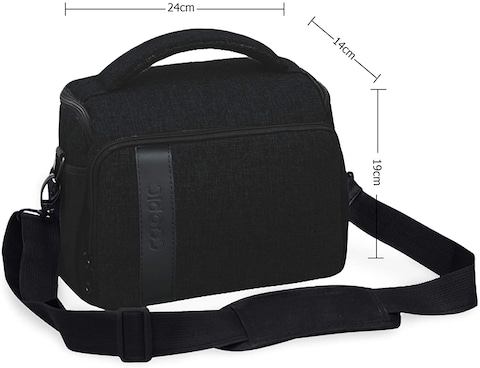 COOPIC BL-26 BLACK Messenger CANVAS DSLR Camera Bag Urban Life Shoulder Case for Nikon Sony Canon Olympus Pentex Interchangeable Mirrorless Micro 4/3 Full Frame Lens Digital SLR