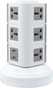 Ntech Universal Vertical Multi Socket 220V Electrical Tower Extension Outlet With USB Ports 3M Cord And Uk-Plug Power Strip Multi Charging Station (3 Layers Multi Plug With USB Port, Gray)