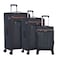 Eminent Unisex Soft Travel Bag Trolley Luggage Set of 3 Polyester Lightweight Expandable 4 Double Spinner Wheeled Suitcase with 3 Digit TSA lock E788 Black