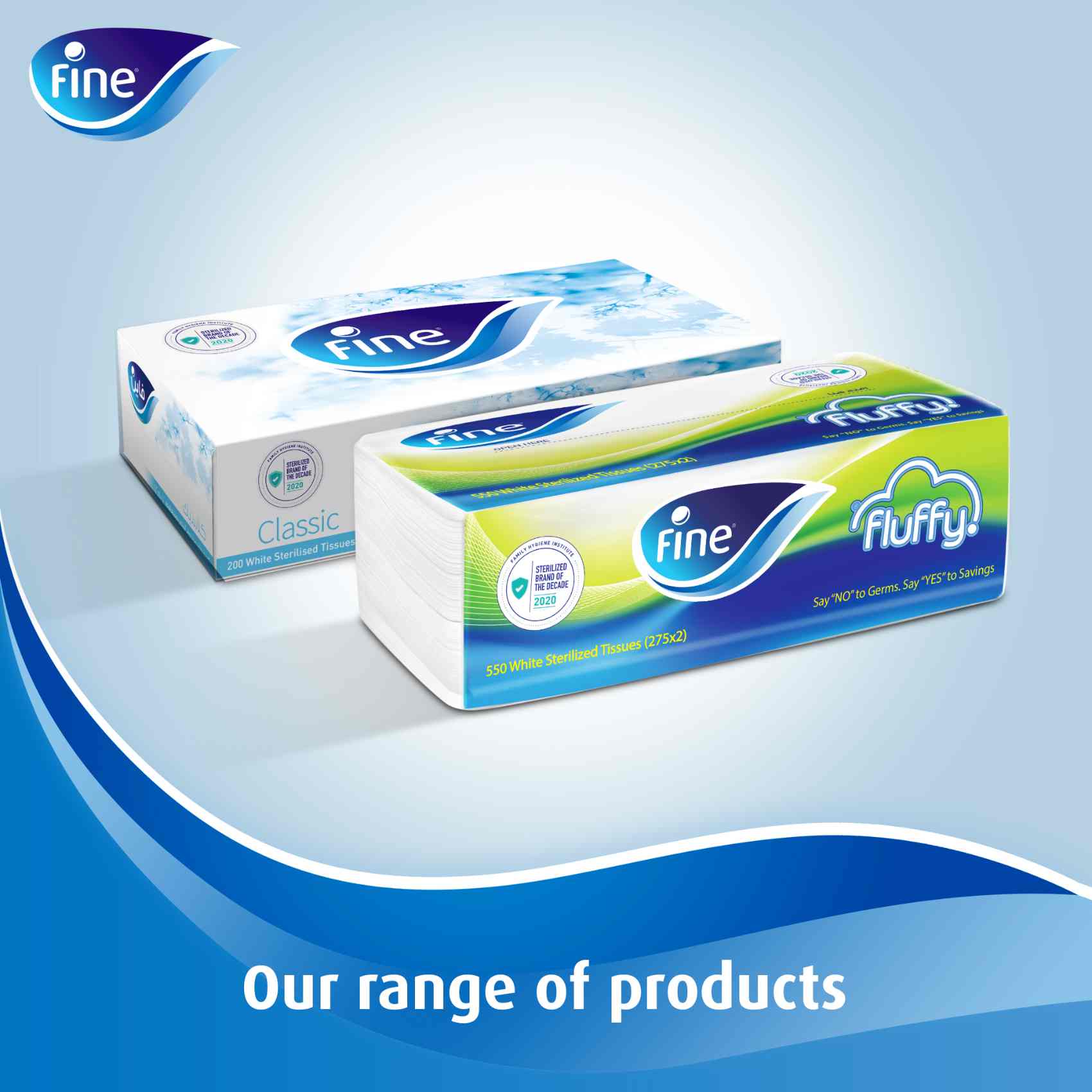 Fine Facial Tissue Fluffy Pack 200 Sheets X 2 Ply Pack Of 10&nbsp;