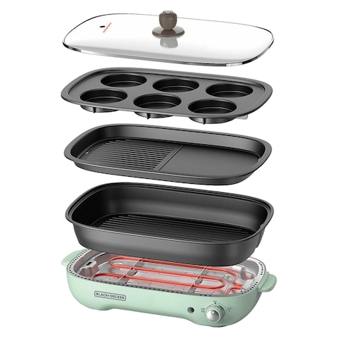 Black &amp; Decker Multifunction Hotpot Electric Grill GMF1400-B5 Green and Black 1400W