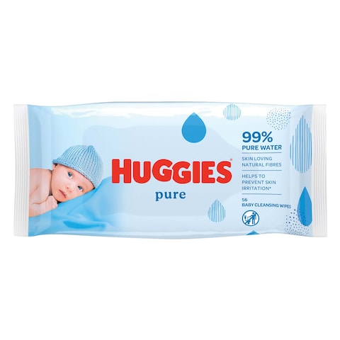 Huggies Pure Baby Wipes, 99% Pure Water Wipes, 1 Pack x 56 Wipes