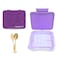 Eazy Kids 6 &amp; 4 Convertible Bento Lunch Box w/ Lunch Bag and Spoon Fork Set - Glitter Purple