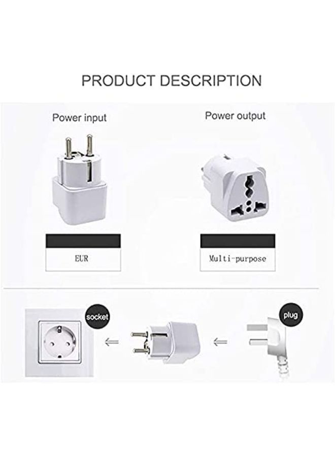 Wtrtr 3-Piece Universal Power Adapter Uk/Us/Au To Eu Travel Converter
