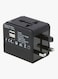 Generic 2-Port Worldwide Universal Travel USB Adapter Black
