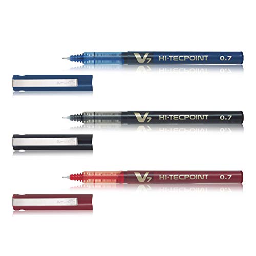 Pilot V7 Liquid Ink Roller Ball Pen (1 Blue + 1 Black + 1 Red)