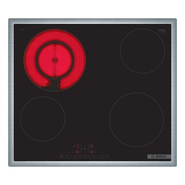 Bosch Series 6 Electric Hob, Radiant Cooktop, TouchControl, 17 Power Levels, Child Lock, Key Lock, Power Management, Safety Time-Switch-Off, 60 Cm Black, PKF645FA8M, 1 Year Manufacturer Warranty