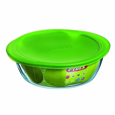 Pyrex Round Food Container With Lid - 2.3 Liters- Green