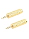 2-Piece 6.3mm 1/4 Female to 3.5mm 1/8 Male Stereo Audio Adapter Headphone Jack Gold