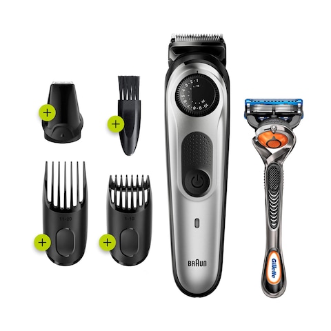 ماكينة تشذيب اللحية براون مع قرص ضبط الدقة وشفرة حلاقة Gillette Fusion5 ProGlide - BT5260