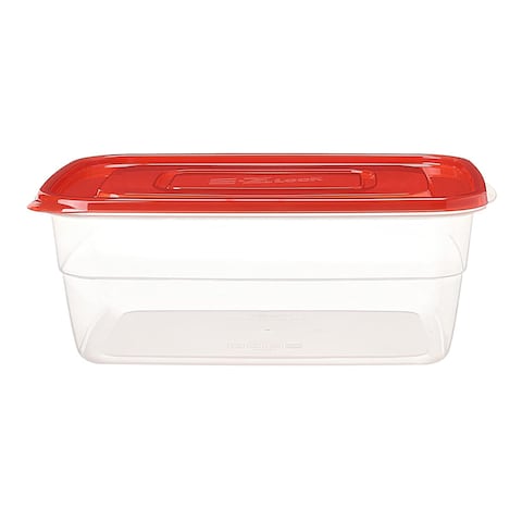 Lock &amp; LockEZ Lock Easy Plastic Rectangular Food Container HLE6804 Clear/Red 2.7L 2PCS
