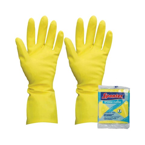 SPONTEX GLOVES +SPONGE CLOTH 2 PCS