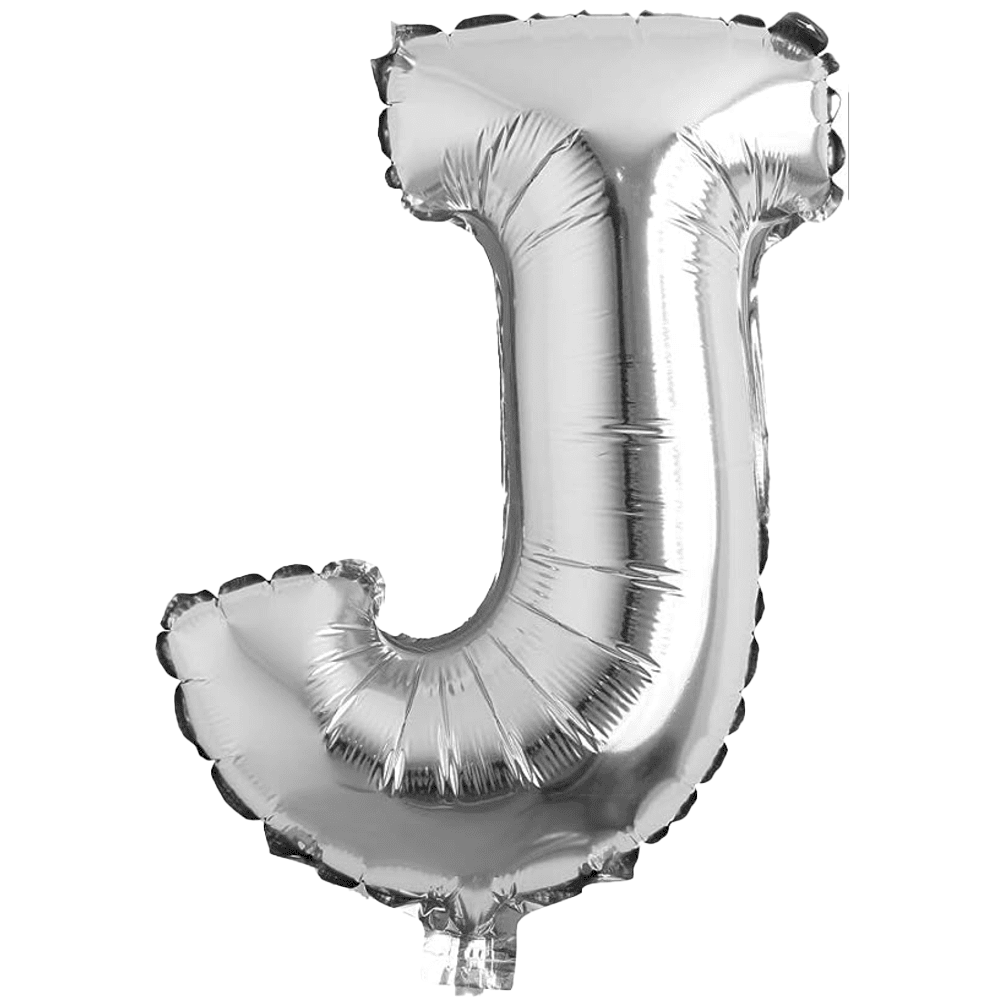 ALPHABET  J BALLOONS 32 INCH FOR DECORATION SILVER IN COLOUR