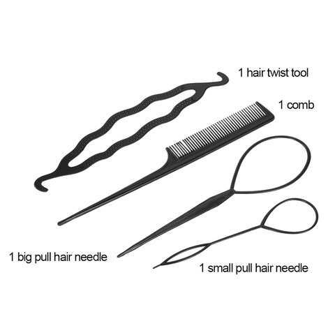 Generic-4Pcs Hair Twist Styling Clip Stick Pin Bun Braid Maker Hair Accessories Kit DIY Hair Style Tool