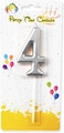 Party Time Silver Number 4 Birthday Candle Kids Adult Birthday Cake Decoration - Number Candle For Anniversary, Valentines Birthday Candle Cake Topper