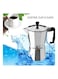 Generic 8-Angle Continental Moka Percolator Pot Silver/Black 9.2X9.2X19.5cm