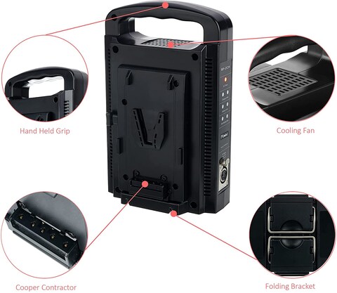 DMK Power BP-2CH Dual Quick Battery Charger and 2 X BP-D115S 14.8V 7800MAH 115WH Li-ion V mount V lock Battery Made for Sony HDCAM, XDCAM, Digital Cinema Cameras and Other Camcorders
