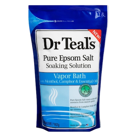 Dr Teal&#39;s Epsom Salt Soaking Solution Vapor Bath Menthol Camphor Pure 907g