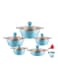 Dessini 17-Piece Granite Saving Energy Aluminum Cookware Set Includes 1X 20cm, 1X 24cm, 1X 28cm, 1X 32cm, 1Xshallow Casserole With Lid 28cm, 7Xcooking Tools, Blue