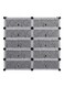 10-Cubes Rectangular Storage Shoe Cabinet Grey 95x95x37centimeter