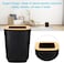 Bamboo Bathroom Accessories Set of 6 Modern Design 6 Pieces Bathroom Accessory Set Soap Dispenser Toothbrush Holder Tooth Mug Soap Dish Toilet Brush Rubbish for Bathroom Home Decor (Black)
