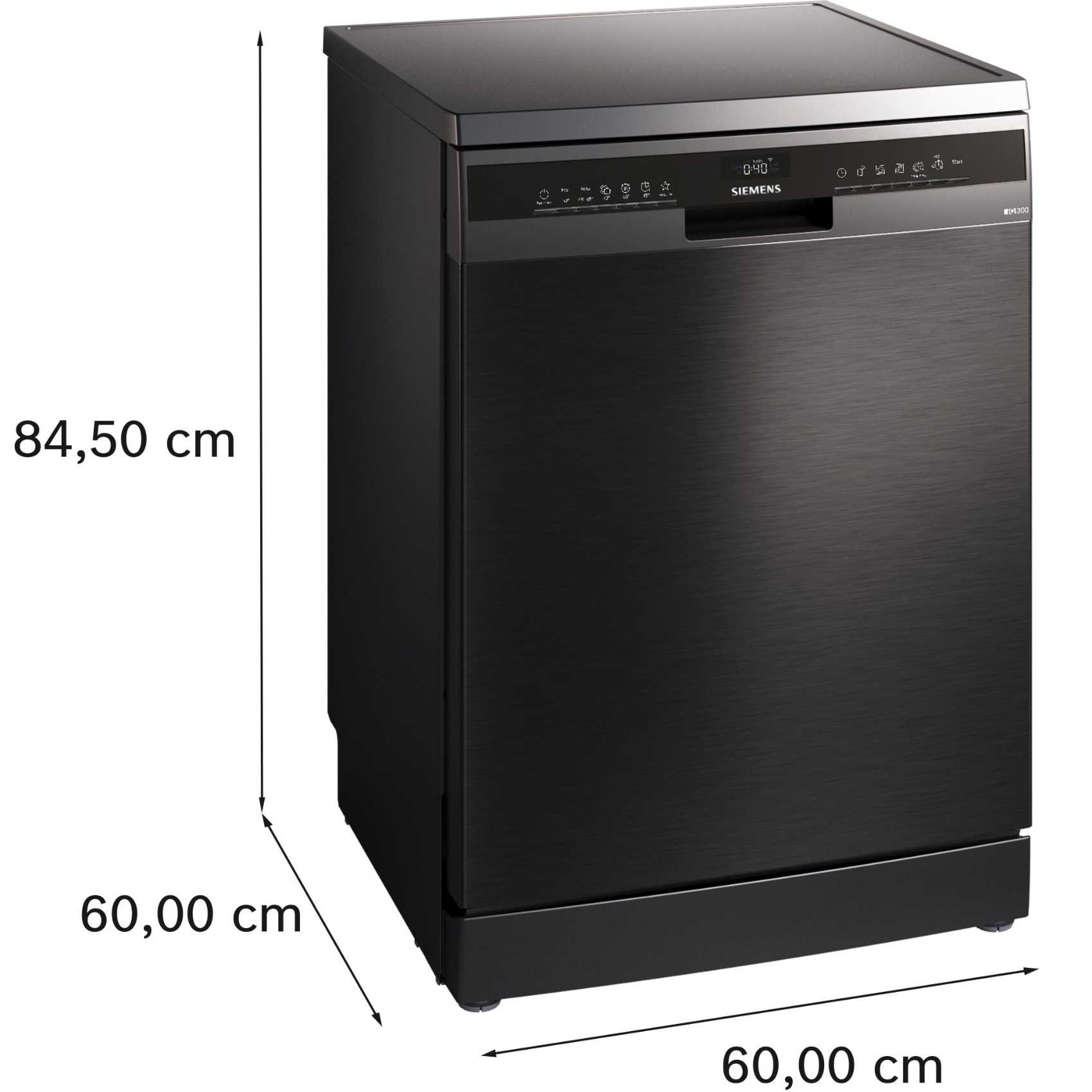 Siemens iQ300 Free-standing Dishwasher SN23HC65MM Black Inox 60cm