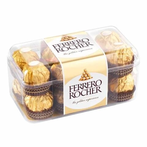 Ferrero Rocher Fine Crunchy Hazelnuts dipped in Smooth Milk Chocolate, Individually Wrapped in Elegant Gold Foil Wrapper, 16 Piece Gift Box, 200g