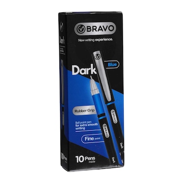 طقم اقلام جاف برافو دارك - أزرق - 10 أقلام