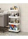 Cozy Nest 4 Tier Rolling Trolley Storage Organizer Utility Cart with Hooks &amp; Lockable Wheels and Mobile Functional Shelves for Bathroom Kitchen Office and Laundry Room (Off White)