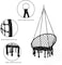 Hammock Chair, Hanging Swing Seat for Indoor &amp; Outdoor, Round Hammock Mesh Chair Black Color