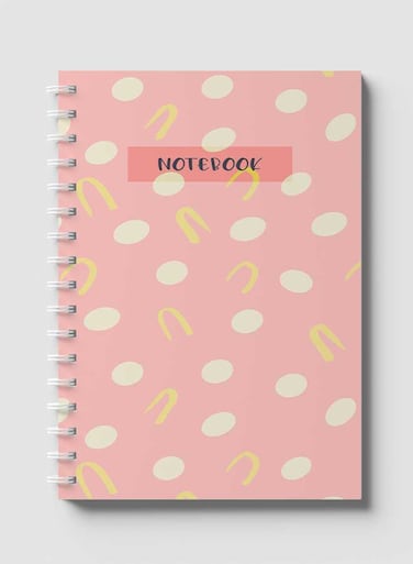 Lowha Spiral Notebook With 60 Sheets And Hard Paper Covers With Abstract &amp; Doodle Design, For Jotting Notes And Reminders, For Work, University, School