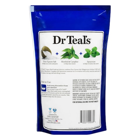 Dr Teal&#39;s Epsom Salt Soaking Solution Vapor Bath Menthol Camphor Pure 907g